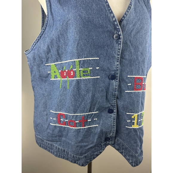 NWT Lemon Grass 90s Denim Vest Embroidered Plus Size 20W 20 Teacher Educator - Picture 4 of 13